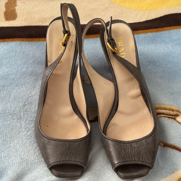 Prada Shoes - Prada Women's Gray Slingback Heels